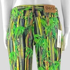 D&G Jeans 5 Pocket Green Bamboo Pattern Pants